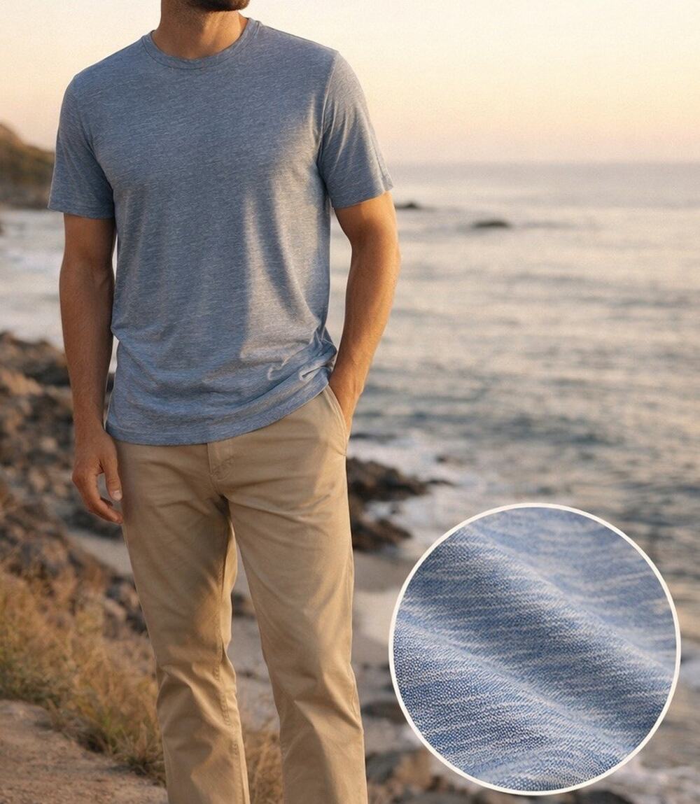 Faherty T Shirt Mens XXL Blue Heather Vintage Chambray Tee Cotton Modal NWT